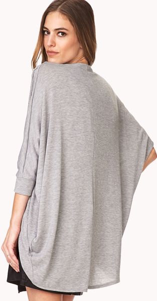 Forever 21 Easy Pleated Cardigan in Gray (Grey)