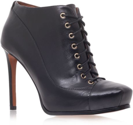 Nine West Oliviana High Heel Lace Up Shoe Boot in Black | Lyst