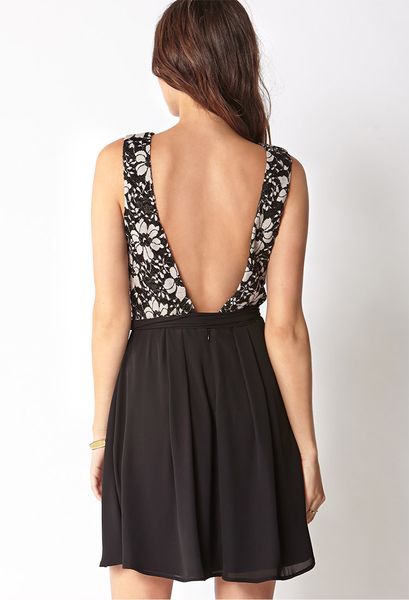 Forever 21 Cocktail Hour Lace Dress W Sash in Beige (BLACKNUDE)