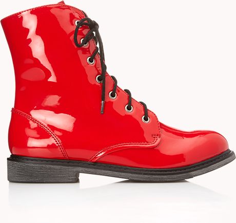 red patent leather boots forever 21