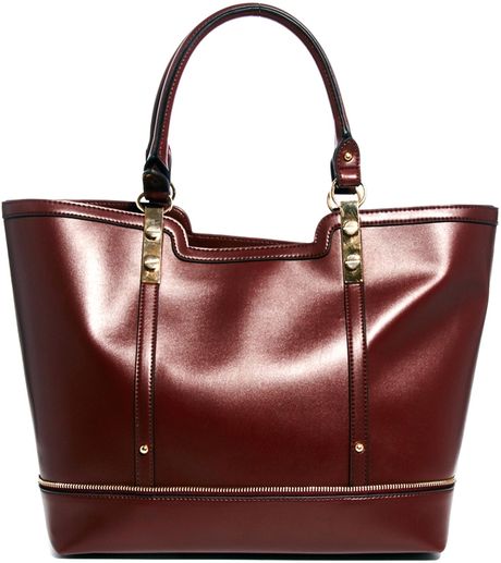 Asos New Look Lolly Zip Edge Detail Tote Bag in Purple (Burgundy) Asos New Look Lolly Zip Edge Detail Tote Bag in Purple (Burgundy)