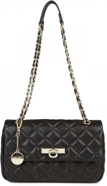 Dkny Quilted Leather Shoulder Bag in Black Dkny Quilted Leather Shoulder Bag in Black
