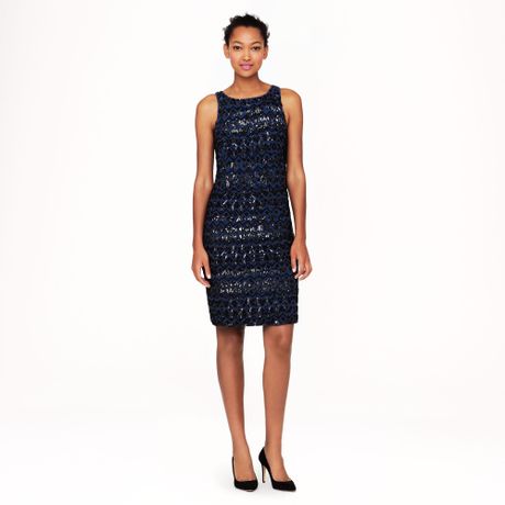 crew Collection Beaded Sequin Boatneck Dress in Black (festive cove)