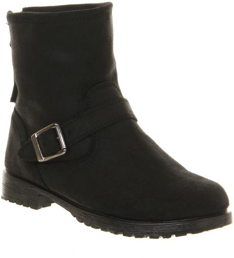 black leather biker ankle boots