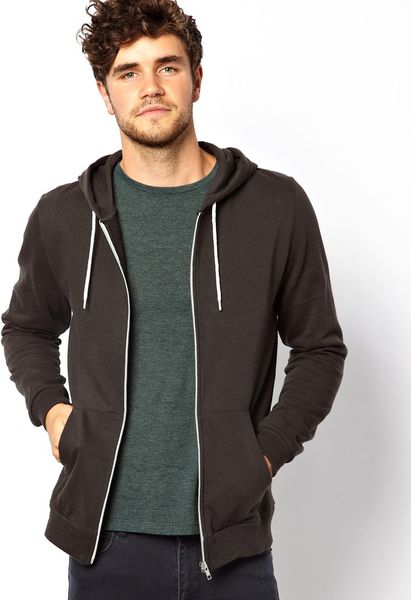 Asos Zipthrough Hoodie in Gray for Men (Grey) | Lyst