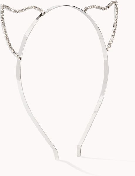 Forever 21 Glam Cat Ears Headband in Silver | Lyst