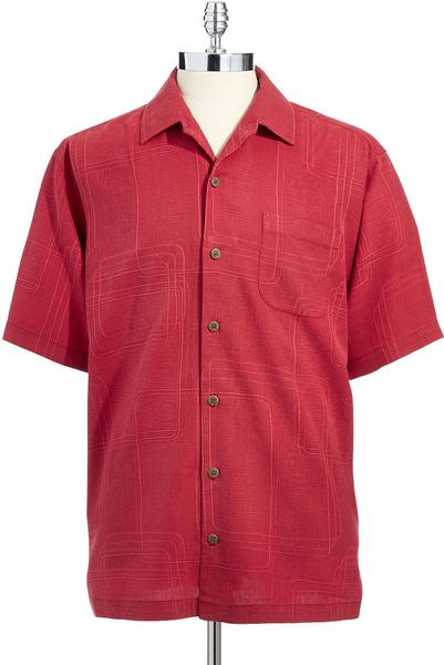 Tommy Bahama Silk Button Down Shirt in Red for Men | Lyst
