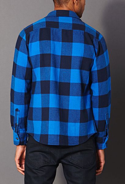 Forever 21 Classic Fit Buffalo Plaid Shirt In Blue For Men (NAVY/BLUE ...