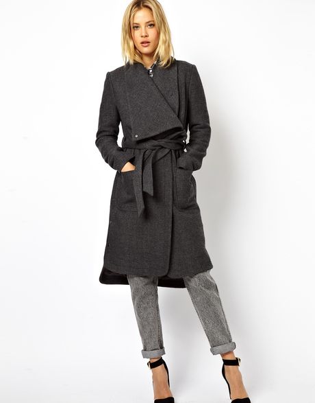 asos-grey-asos-coat-with-stepped-hem-and-funnel-neck-product-1 ...