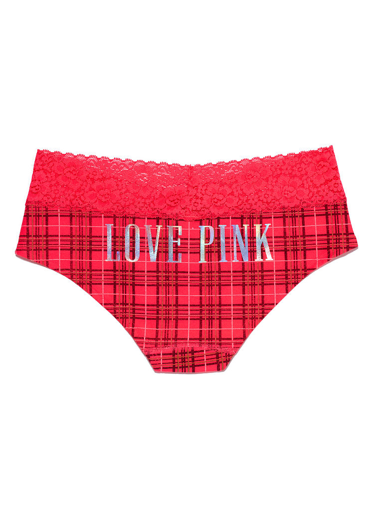 Victoria's Secret Lace Trim Hipster Panty in Multicolor (holiday plaid