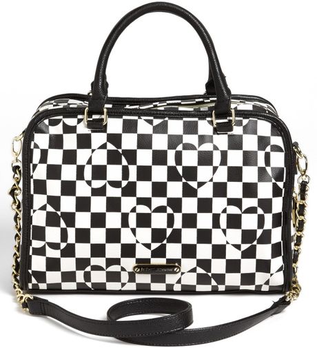 betsey johnson black and white handbag