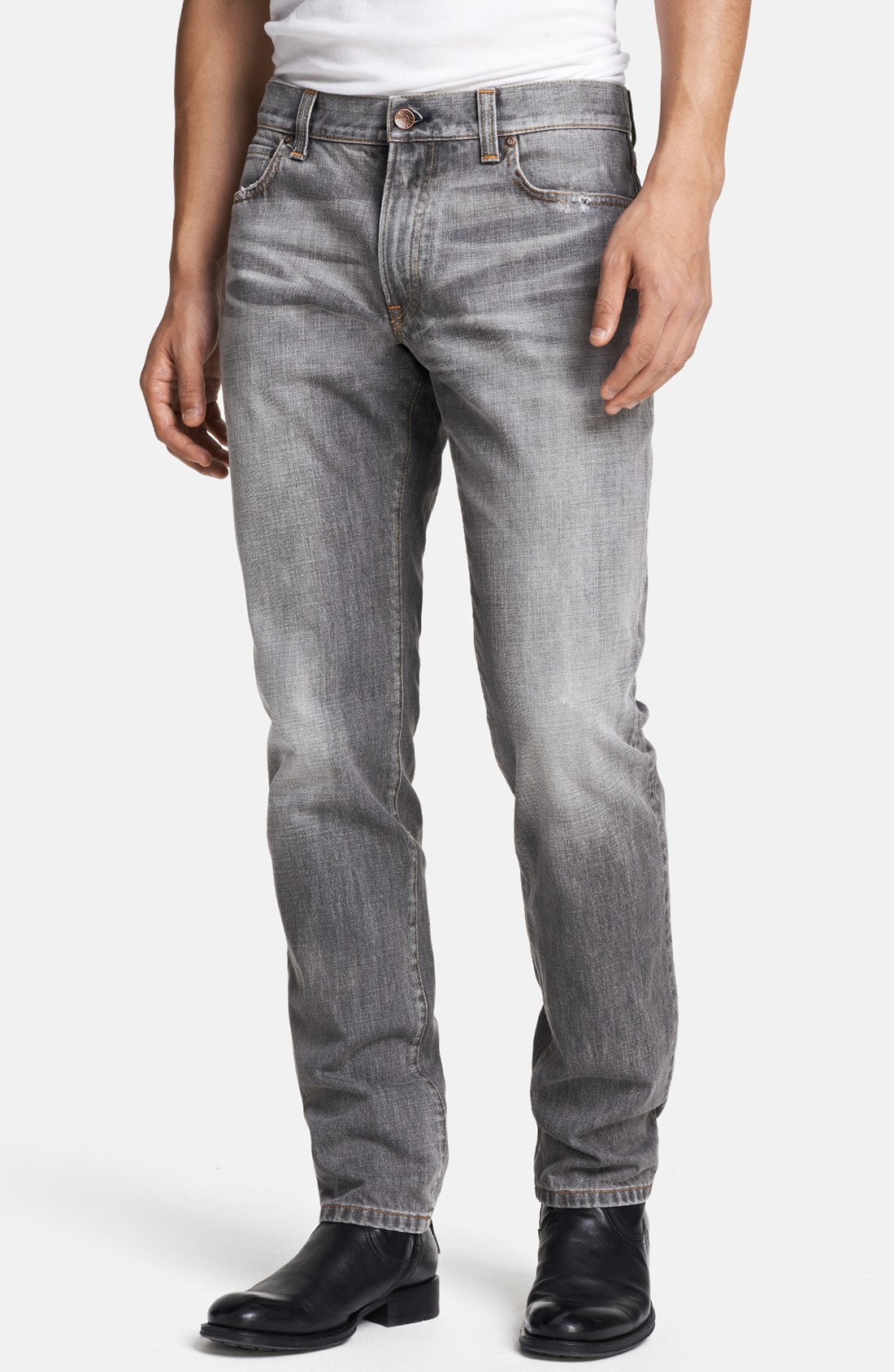 Dolce & Gabbana Slim Fit Distressed Jeans in Gray for Men (Medium Grey