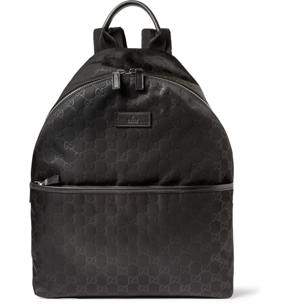 Gucci Leathertrimmed Canvas Backpack in Black for Men | Lyst