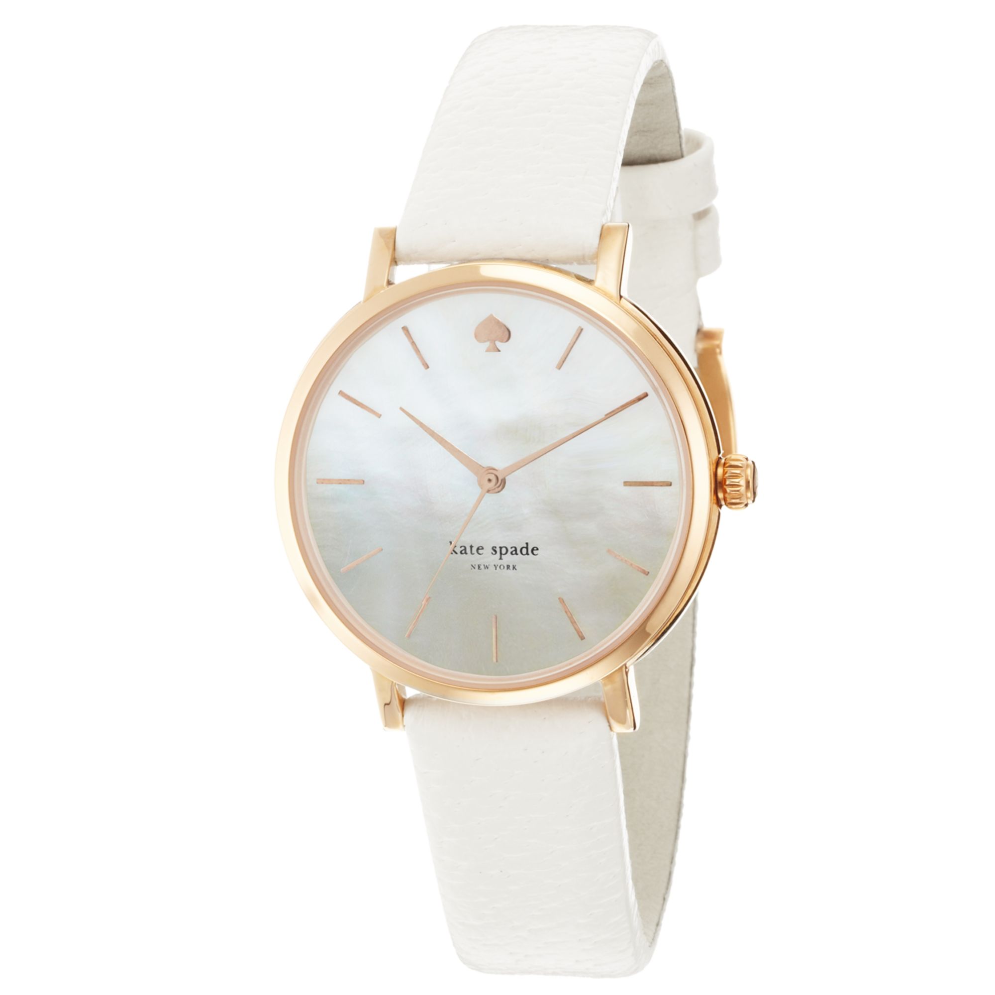 Kate Spade New York Womens Metro Classic White Leather Strap Watch 34mm