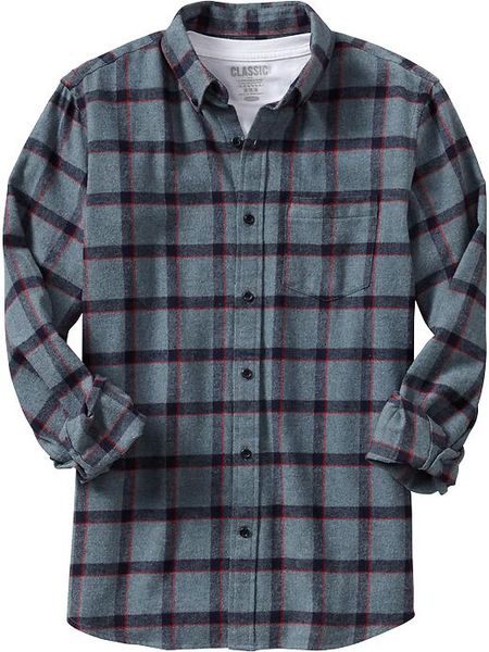 Old Navy Patterned Flannel Slimfit Shirts in Gray for Men (Gray  Blue ...