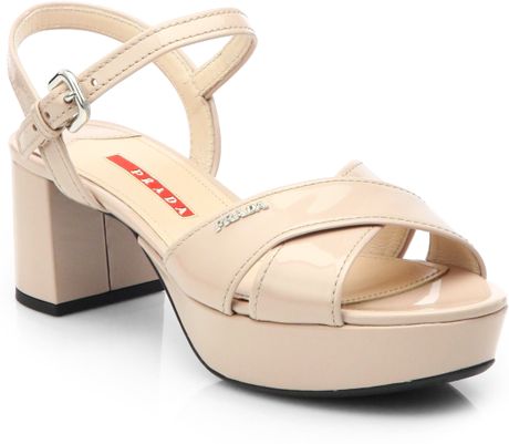 cipria prada crisscross blush sandals patent platform leather