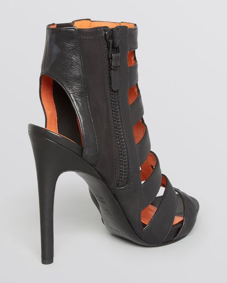 Via Spiga Platform Sandal Booties Nya Caged High Heel in Black | Lyst