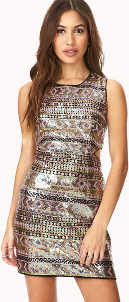 Forever 21 Sweet Escape Sequined Dress in Gold (BLACKGOLD)