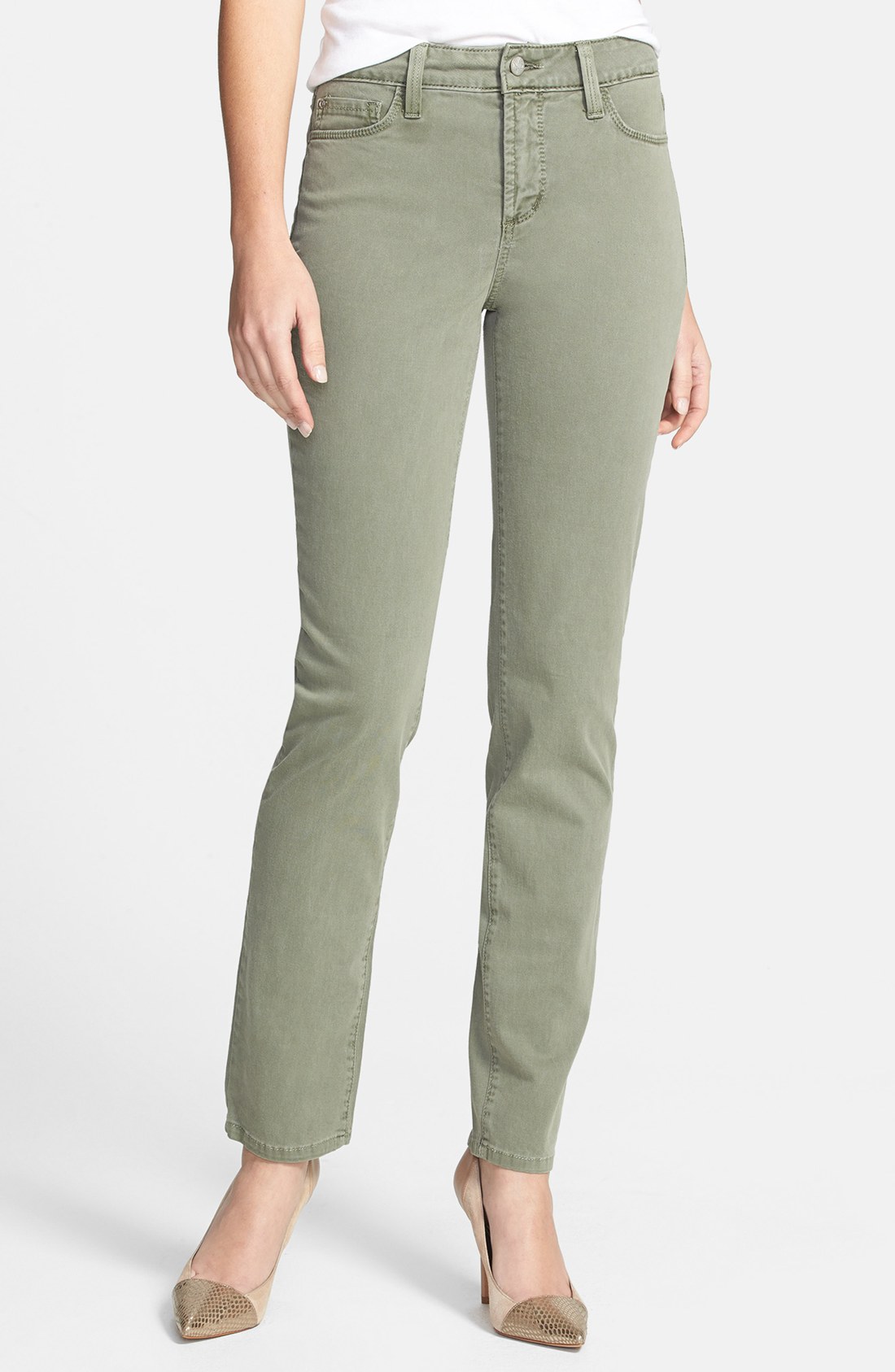 Nydj Sheri Colored Stretch Denim Skinny Jeans in Green (Rosemary) Lyst