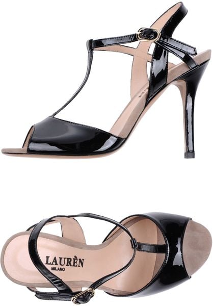 Lauren By Ralph Lauren High-Heeled Sandals in Black | Lyst