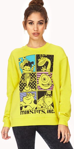 Forever 21 Quirky Monsters Inc Sweatshirt in Yellow (LIMEBLACK ...