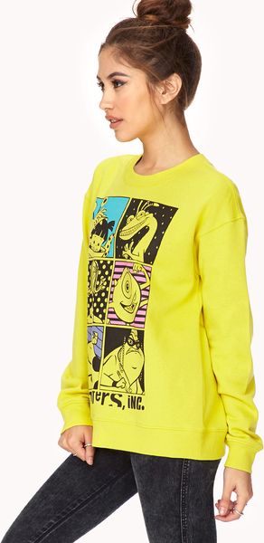 Forever 21 Quirky Monsters Inc Sweatshirt in Yellow (LIMEBLACK ...