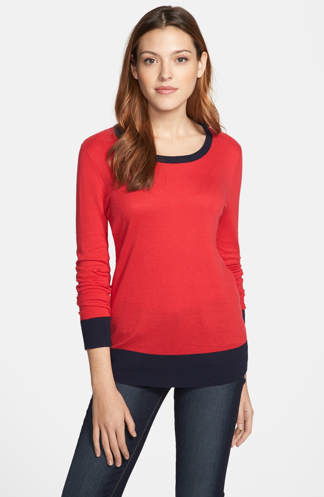 Color block crewneck clearance