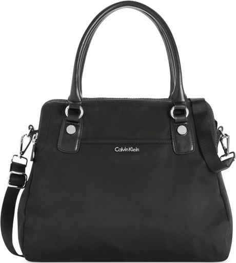 Calvin Klein Nylon Satchel in Black | Lyst