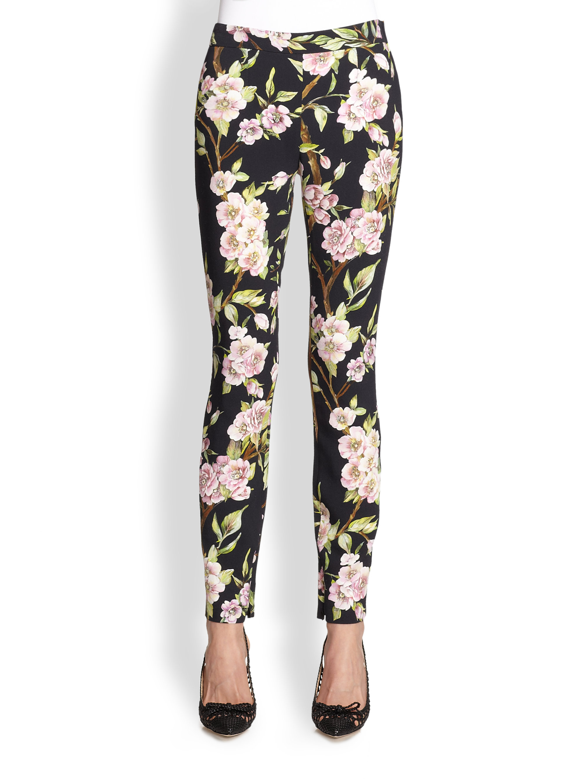 Dolce And Gabbana Floral Print Leggings In Floral Black Print Lyst