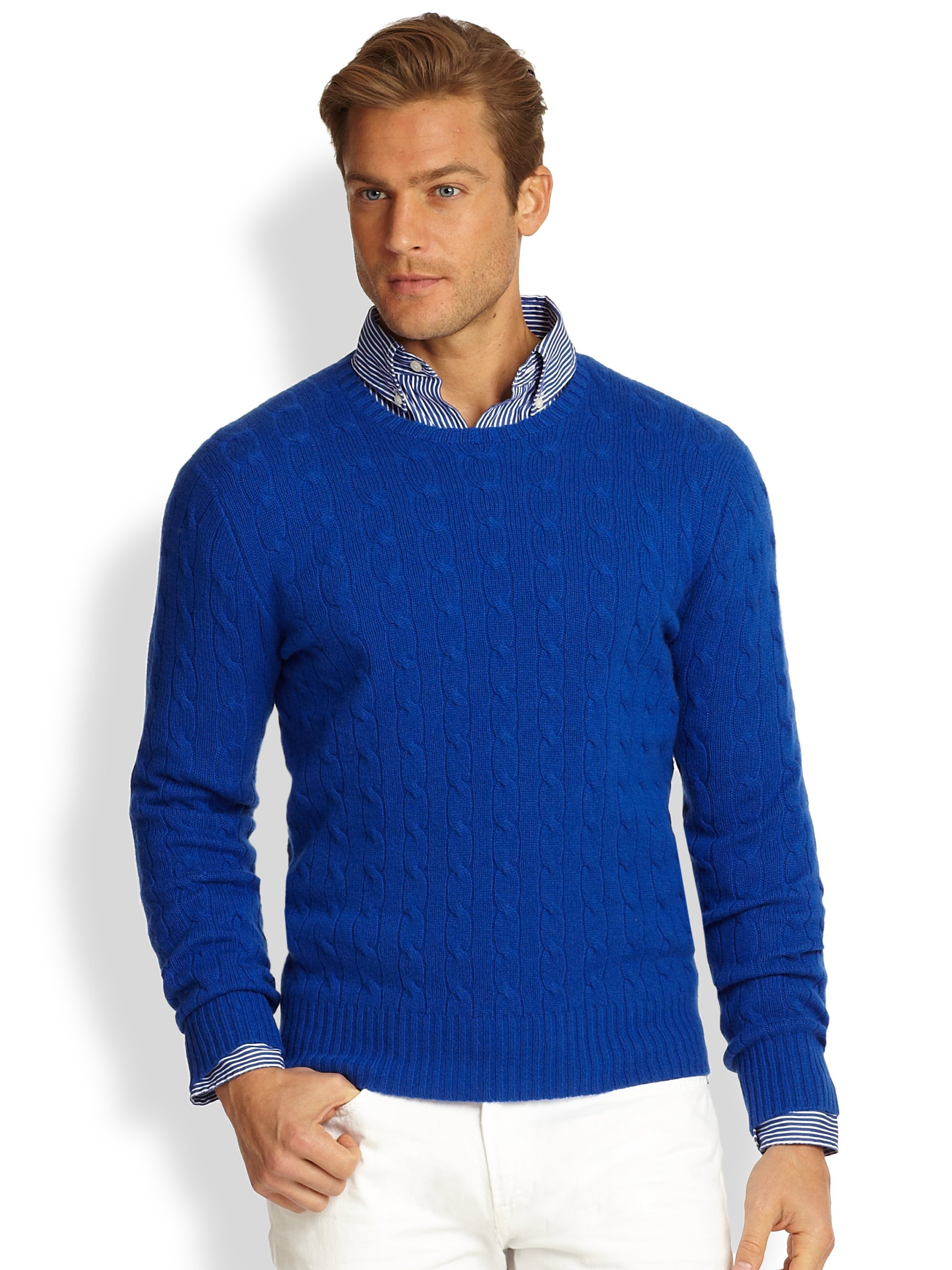 Polo Ralph Lauren Cableknit Cashmere Sweater in Blue for Men (DEEP