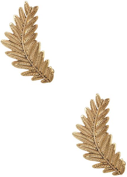 Forever 21 Etched Leaves Earring Cuffs in Gold