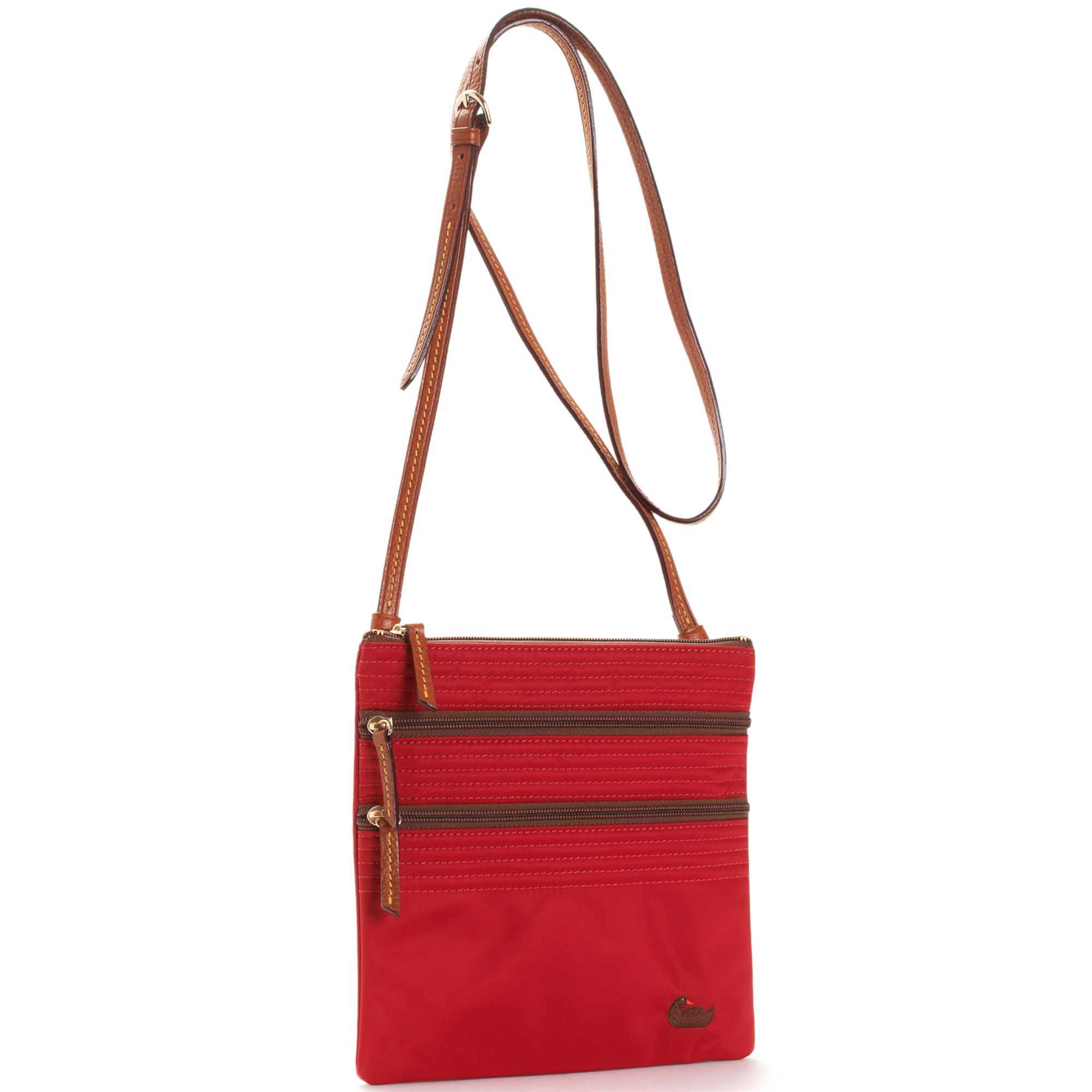 Dooney & Bourke Nylon Triple Zip Crossbody Bag in Red | Lyst