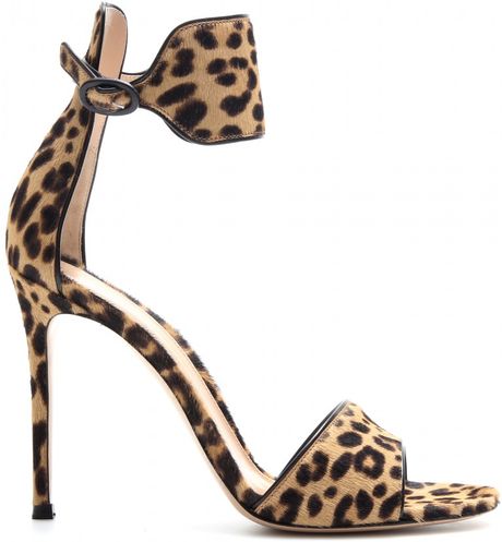 ... Rossi Leopard Print Pony Hair Sandals in Animal (leopard) | Lyst