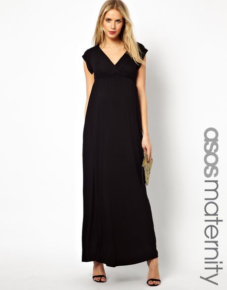 Asos Maternity Exclusive Drape Maxi Dress with Ties in Black