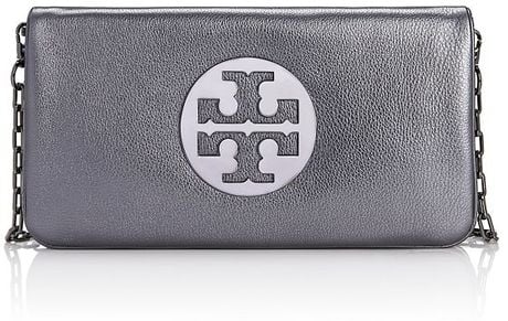 silver tory burch clutch