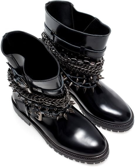 zara ankle boots with chains