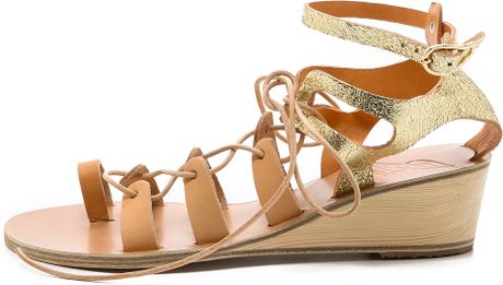 Ancient Greek Sandals Kiveli Wedge Sandals in Gold (NaturalCracked ...