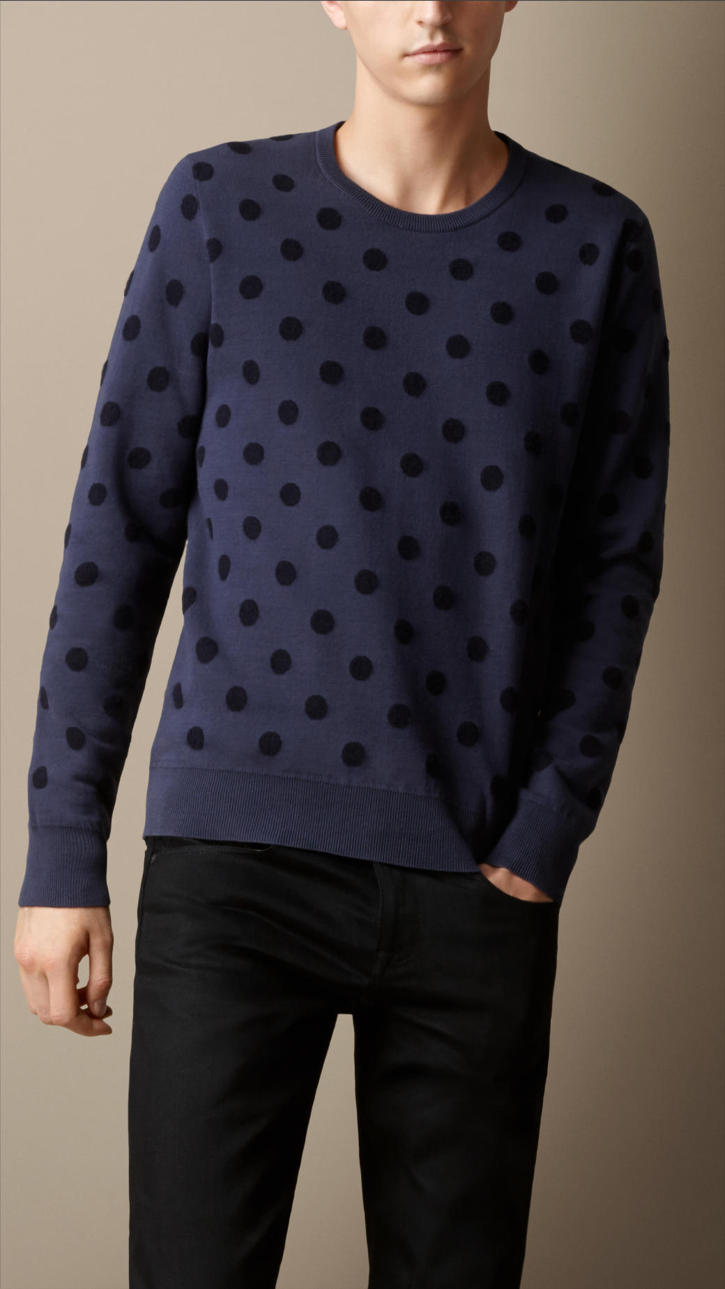 Lyst Burberry Cotton Cashmere Polka Dot Sweater In Blue For Men