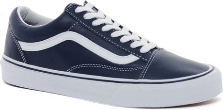 Vans Old Skool Leather Trainers in Blue | Lyst