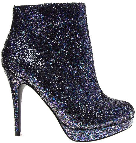 Asos New Look Amaze All Over Glitter Ankle Boots in Blue | Lyst