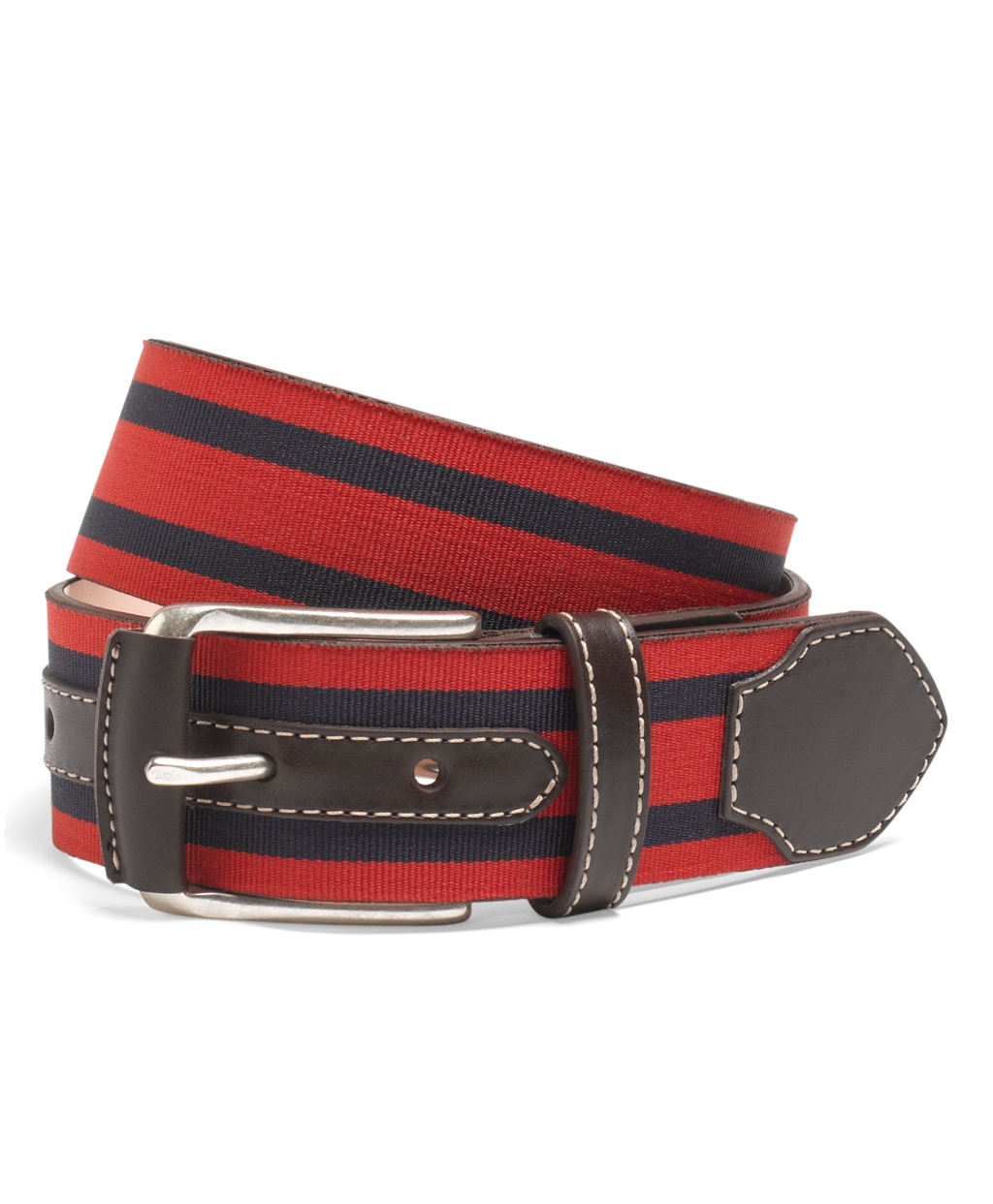 Brooks Brothers Leather and Grosgrain Striped Belt in Blue for Men (red