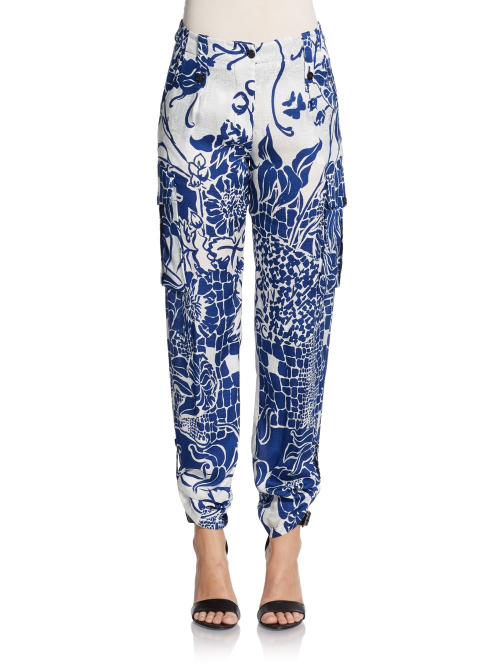 Emilio Pucci Silk Print Cargo Pants in Blue Lyst