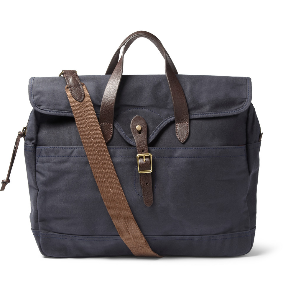 0 Abingdon Waxed Cotton-Canvas And Leather Laptop Bag in Blue for Men | Lyst