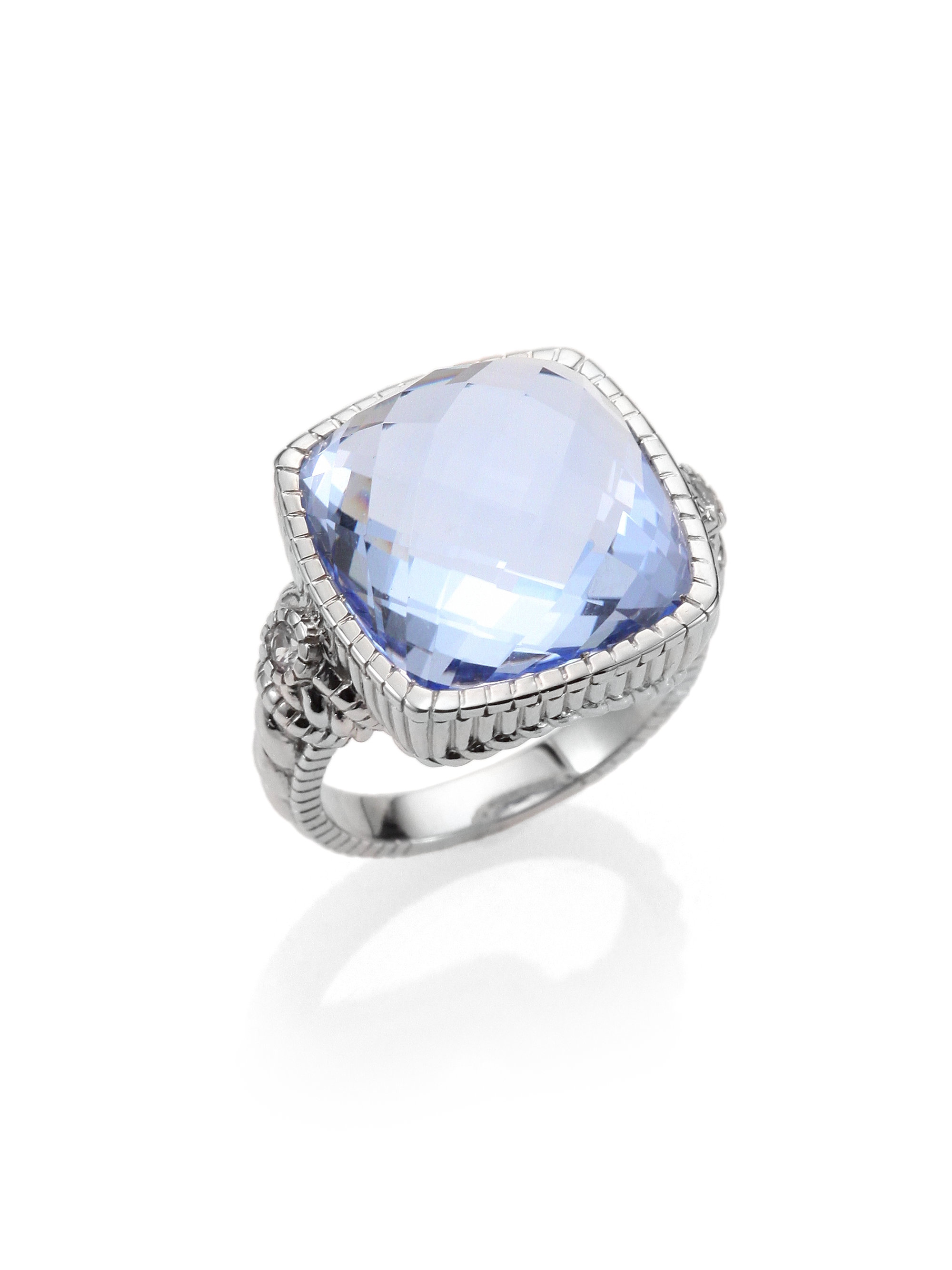 ... Blue Quartz White Sapphire Sterling Silver Ring in Blue (BLUE QUARTZ