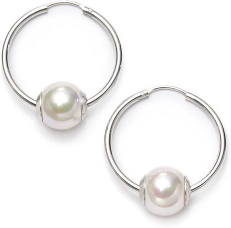 pearl silver hoop majorica 8mm sterling earrings