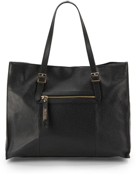 Saks Fifth Avenue Black Large Saffiano Leather Tote Bag in Black | Lyst