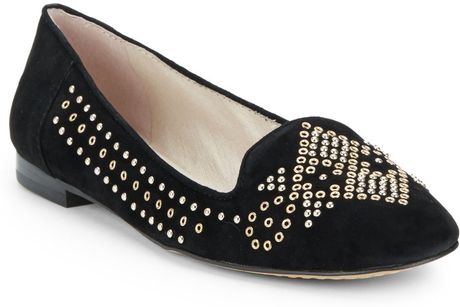 camuto vince flats studded suede silvertone