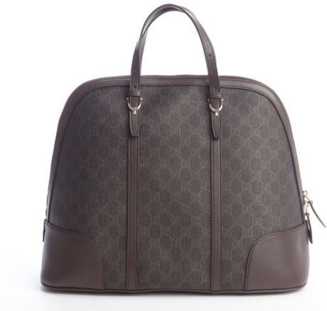 Gucci Black and Brown Double G Canvas and Leather Large Bowler Bag in Black | Lyst
