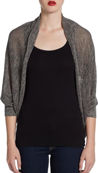 Eileen Fisher Metallic Shrug Sweater in Gray (ash) | Lyst