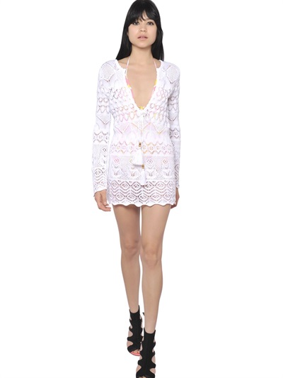 Emilio Pucci Cotton Knit Croquet Dress in White | Lyst
